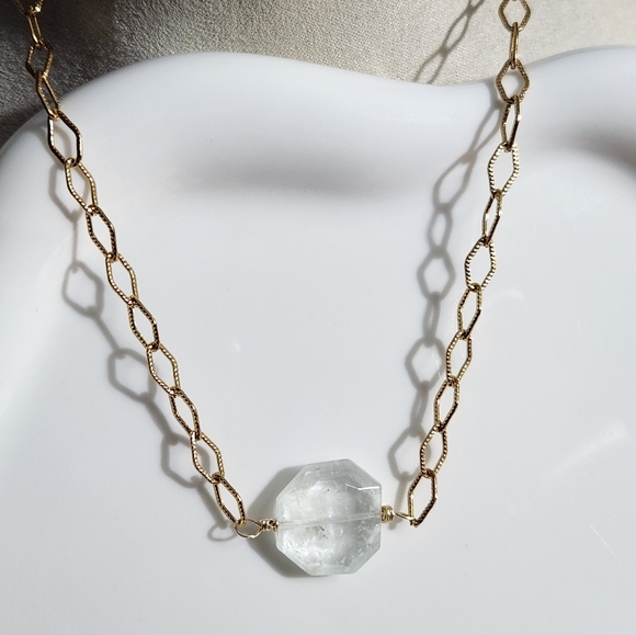 Gold Aquamarine Necklace - Picture 1 of 5
